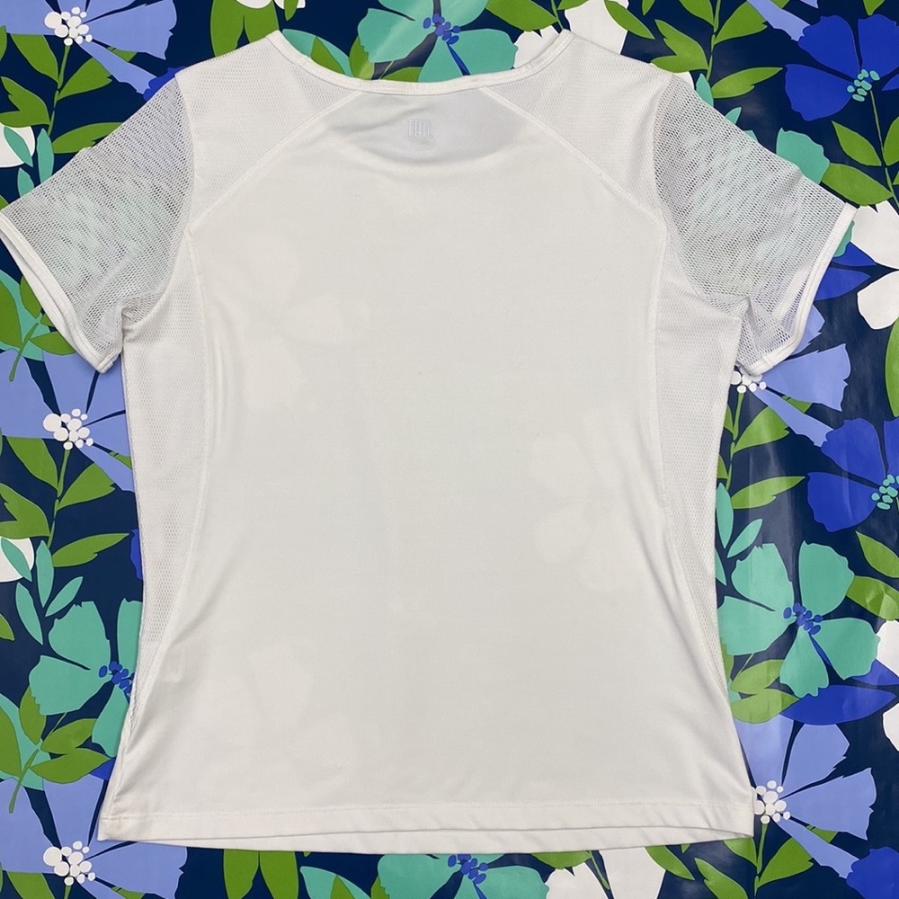 Tail Activewear Women`s White-on-White Short Sleeve Tennis Top